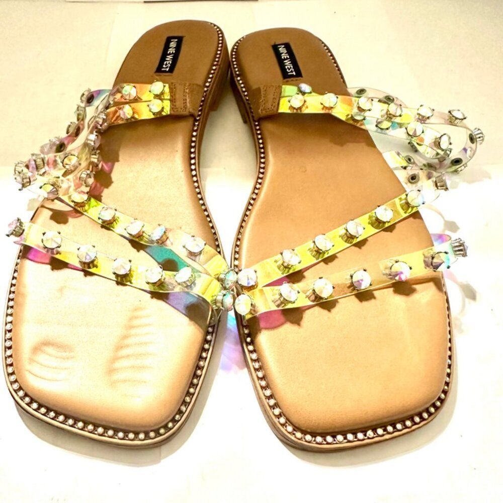 Nine West Evan 3 Iridescent Sandal sz 10 M